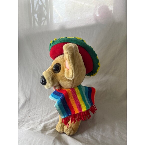 Vtg Goffa International Mexican Chihuahua Plush Toy Wearing Sombrero Poncho 16in - Picture 5 of 12